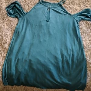 Cold shoulder blue shirt
